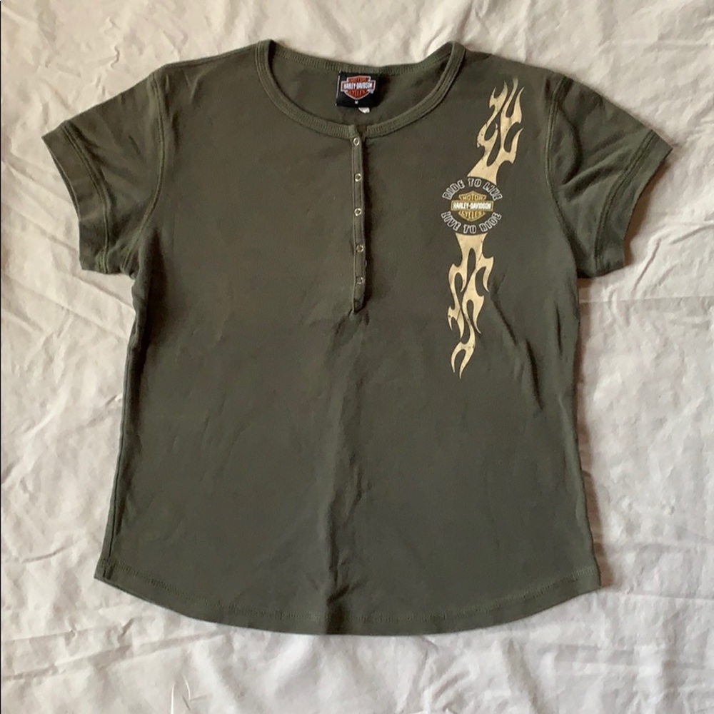 Vintage Harley Davidson Green Med. T-Shirt